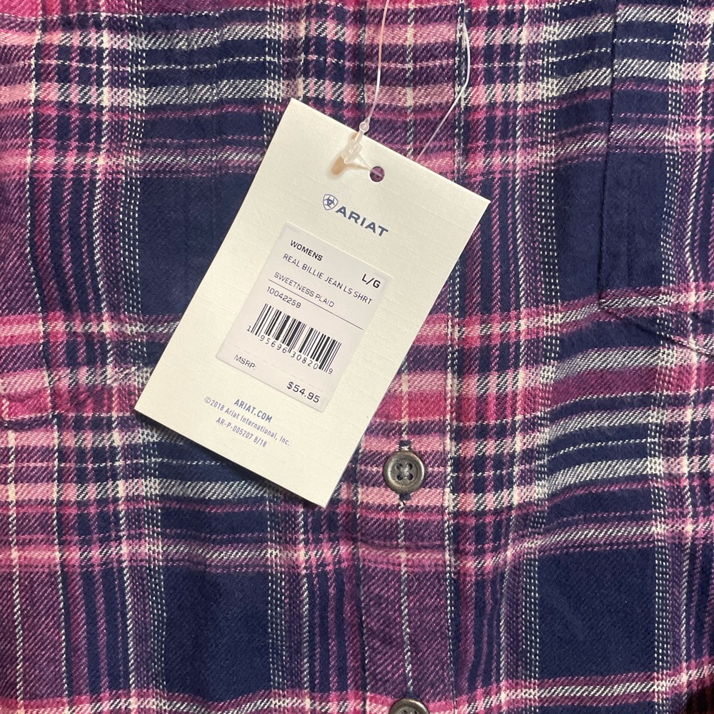 Ariat Real Billie Jean long sleeve Women's western snap Plaid Shirt size large - Picture 3 of 3